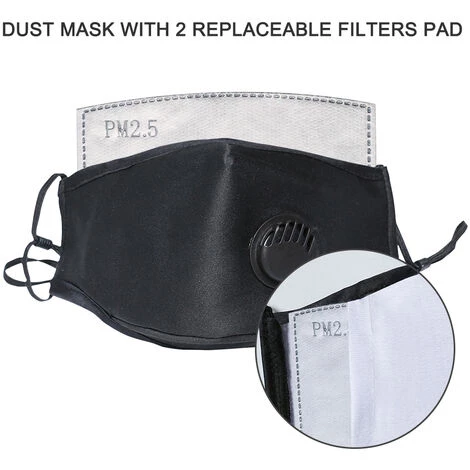 ASUPERMALL Masque Anti-Poussiere, Avec 2 Filtres Remplacables, Noir 6 ASUPERMALL Masque Anti-Poussiere, Avec 2 Filtres Remplacables, Noir – Image 4