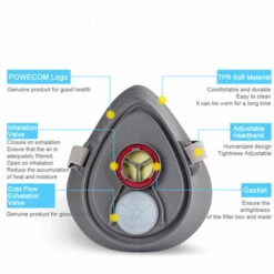 POWECOM Masque A Gaz Demi-Visage, Avec Cartouche Filtrante -Protection des voies respiratoires Soldes 19214964 4