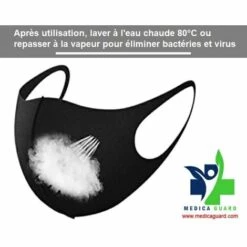 MEDICAGUARD Masque Lavable Adulte 30 Fois Noir – Pack De 3 -Protection des voies respiratoires Soldes 19581551 3