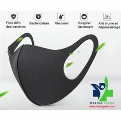 MEDICAGUARD Masque Lavable Adulte 30 Fois Noir – Pack De 3 -Protection des voies respiratoires Soldes 19581551 4
