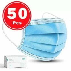 EUROPALAMP Lot De 50 Masque Chirurgical Jetable Protection Respiratoire 3 Plis Pour Le Visage Hypoallergénique Et Respirant Norme CE