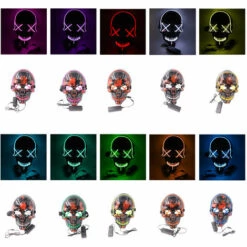 ASUPERMALL Led Halloween Masque Cosplay Festival Masques Dark Night Lumiere El Light Line Masque Holiday Party Disponible Multicolor En Option, Rouge -Protection des voies respiratoires Soldes 22846307 3