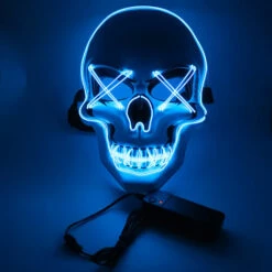 ASUPERMALL Halloween Party Masque Led Effrayant Flash Masque El Ligne Masque Lumiere Cosplay Masque Party Vetements Fournitures De Masque Option Multi-Couleurs, Bleu