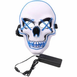 ASUPERMALL Halloween Party Masque Led Effrayant Flash Masque El Ligne Masque Lumiere Cosplay Masque Party Vetements Fournitures De Masque Option Multi-Couleurs, Bleu -Protection des voies respiratoires Soldes 22846311 3