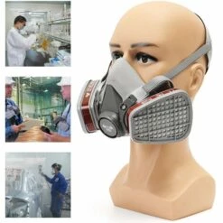 MANTA DANIU 6200 N95 Double Filtre De Protection De Masque à Gaz Masque Chimique Demi-masque Respiratoire Gris -Protection des voies respiratoires Soldes 23562151 5