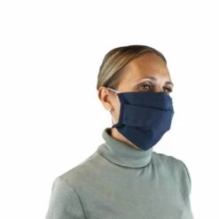 Masque De Protection Visage Lavable, Réutilisable 3 Couches En Tissu - Bleu Marine - Vivezen - Bleu -Protection des voies respiratoires Soldes 23666502 4