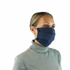 Lot De 5 Masques De Protection Visage Lavable, Réutilisable 3 Couches En Tissu - Bleu Marine - Vivezen - Bleu -Protection des voies respiratoires Soldes 23666505 4