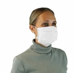 Masque De Protection Visage Lavable, Réutilisable 3 Couches En Tissu - Blanc - Vivezen - Blanc -Protection des voies respiratoires Soldes 23666508 4