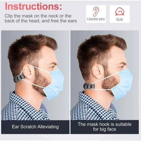 LANGRAY Extensions De Sangle De Masque, Crochet Pour Masque Réglable Extension De Masque Sangle De Masque Pour Prévention Des Maux Oreilles Et Visage 4 LANGRAY Extensions De Sangle De Masque, Crochet Pour Masque Réglable Extension De Masque Sangle De Masque Pour Prévention Des Maux Oreilles Et Visage – Image 2