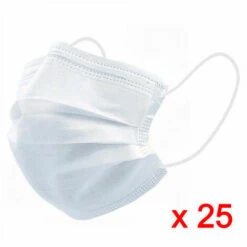 MEDICAL BLANC 25 Masques Chirurgicaux à Usage Unique 3 Plis