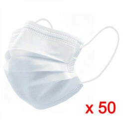 MEDICAL BLANC 50 Masques Chirurgicaux à Usage Unique 3 Plis