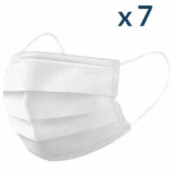 MULTIROIR Masques Chirurgicaux Blancs - Sachet De 7 Masques Jetables - Taille L - Norme CE Type II - Blanc
