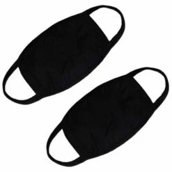 DEVENIRRICHE 2 Pcs Unisexe Adulte Coton Mélange Boucle D'oreille Visage Bouche Masque Anti Poussière Chaud Ski Cyclisme Sécurité (Noir) - Noir