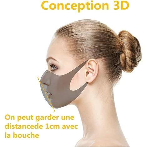 Masques Tissu Lavable Froid -3? RéUtilisables 3 Pcs Conception 3d Unusage Quotidien Public Adulte LangRay 4 Masques Tissu Lavable Froid -3? RéUtilisables 3 Pcs Conception 3d Unusage Quotidien Public Adulte LangRay – Image 2