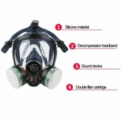 STRONG Fort St-S100X-3 Gaz Masque Respiratoire Double Filtre Masque Complet Pour La Peinture De Pulverisation De Gel De Silice Masque + 2Pcs St-Ldy3 Filtre Cartouche + Filtre De Vapeur En Coton Bio + S Couvre-Filtre -Protection des voies respiratoires Soldes 25458494 4