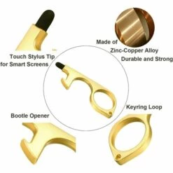 LANGRAY Ouvre-porte Propre 3 Pièces, Ouvre-porte De Sécurité Propre Anti-contact, En Alliage De Zinc-cuivre, Outil Sans Poignée Tactile Pour Lieux Publics, Portes, Ascenseur, écrans Tactiles -Protection des voies respiratoires Soldes 25752723 5