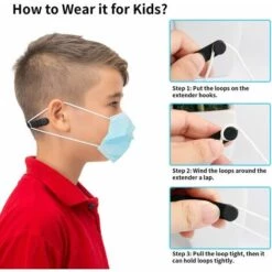 BEARSU Extenseur De Sangle De Masque En Silicone Avec Boutons, 10 Pièces D'extension De Masque Anti-Dérapant Réglable, Anti-Serrage Souple Eastique Sangle D'oreille Crochet Economiseur Protecteur - Noir -Protection des voies respiratoires Soldes 25989885 4