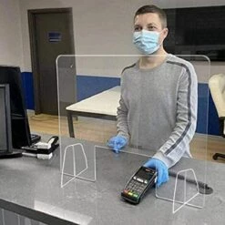 HDME VITRE ECRAN PROTECTION PLEXIGLASS TRANSPARENT 35X45CM COMPTOIR ACCUEIL RÃâCEPTION SEPARATION LATÃâRALE BOUCLIER HYGIAPHONE A02 -Protection des voies respiratoires Soldes 26095027 4