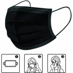 DEVENIRRICHE Lot De 50 Masques Jetables 3 Plis | Haute Filtrabilité, Convient Pour Les Peaux Sensibles Respirant Masque Facial (Noir) 11 DEVENIRRICHE Lot De 50 Masques Jetables 3 Plis | Haute Filtrabilité, Convient Pour Les Peaux Sensibles Respirant Masque Facial (Noir) -Protection des voies respiratoires Soldes 26309677 5