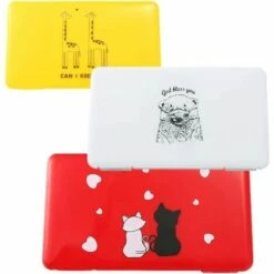 BEARSU Boîte De Rangement De Masques Jetables Portables, Boîte De Nettoyage Étanche à La Poussière Et à L'humidité, Boîte De Rangement En Coton Filtré, 3pcs (Rouge+Jaune+Blanc)
