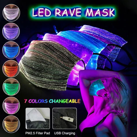 HAPPYSHOPPING 7 Couleurs Lumiere LED USB Rechargeable Pour Halloween, Fete De Noel, Festival De Danse, Decoration De Fete Costumee, Masque Lumineux 4 HAPPYSHOPPING 7 Couleurs Lumiere LED USB Rechargeable Pour Halloween, Fete De Noel, Festival De Danse, Decoration De Fete Costumee, Masque Lumineux – Image 2