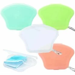 LANGRAY Bo?te De Masque 4 Pièces Bo?te De Rangement De Masque Portable Sac De Rangement De Masque Bo?te De Masque Pour Protège-dents 4 Couleurs (rose, Vert, Blanc Transparent, Vert Lumineux)