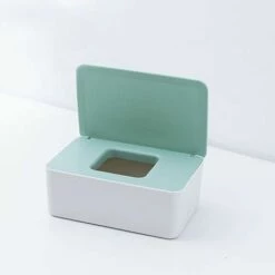 LITZEE Boîte De Lingettes Humides Boîte De Rangement De Lingettes Humides (verte Et Blanche)