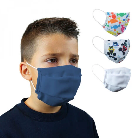 Lot De 2 Masques De Protection Visage Lavable Pour Enfant, Réutilisable, 3 Couches En Tissu - Bleu Marine - Vivezen - Bleu 3 Lot De 2 Masques De Protection Visage Lavable Pour Enfant, Réutilisable, 3 Couches En Tissu - Bleu Marine - Vivezen - Bleu