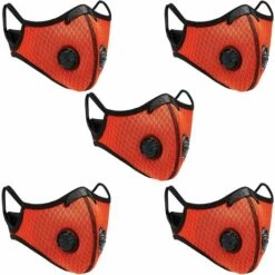 BETTERLIFE 5 Masques Anti-poussière De Sport, Filtres à Charbon Actif, Réutilisables, Respirants, Activités De Plein Air, Travail Du Bois, Tonte Et Course à Pied, Cyclisme Orange