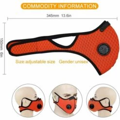 BETTERLIFE 5 Masques Anti-poussière De Sport, Filtres à Charbon Actif, Réutilisables, Respirants, Activités De Plein Air, Travail Du Bois, Tonte Et Course à Pied, Cyclisme Orange -Protection des voies respiratoires Soldes 26785722 4