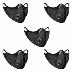 BETTERLIFE 5 Masques Anti-poussière De Sport, Filtres à Charbon Actif, Réutilisables, Respirants, Activités De Plein Air, Travail Du Bois, Tonte Et Course, Cyclisme Noir