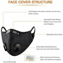 BETTERLIFE 5 Masques Anti-poussière De Sport, Filtres à Charbon Actif, Réutilisables, Respirants, Activités De Plein Air, Travail Du Bois, Tonte Et Course, Cyclisme Noir 10 BETTERLIFE 5 Masques Anti-poussière De Sport, Filtres à Charbon Actif, Réutilisables, Respirants, Activités De Plein Air, Travail Du Bois, Tonte Et Course, Cyclisme Noir -Protection des voies respiratoires Soldes 26785726 4