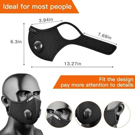 BETTERLIFE 5 Masques Anti-poussière De Sport, Filtres à Charbon Actif, Réutilisables, Respirants, Activités De Plein Air, Travail Du Bois, Tonte Et Course, Cyclisme Noir 7 BETTERLIFE 5 Masques Anti-poussière De Sport, Filtres à Charbon Actif, Réutilisables, Respirants, Activités De Plein Air, Travail Du Bois, Tonte Et Course, Cyclisme Noir – Image 5