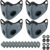 BETTERLIFE 4 Masques Anti-poussière De Sport + 12 Filtres à Charbon Actif, Réutilisables, Respirants, Activités De Plein Air, Travail Du Bois, Tonte Et Course, Cyclisme Gris -Protection des voies respiratoires Soldes 26785737 1