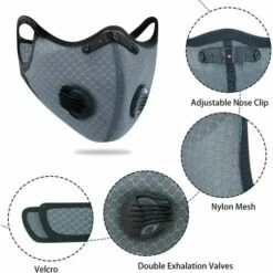 BETTERLIFE 4 Masques Anti-poussière De Sport + 12 Filtres à Charbon Actif, Réutilisables, Respirants, Activités De Plein Air, Travail Du Bois, Tonte Et Course, Cyclisme Gris -Protection des voies respiratoires Soldes 26785737 3