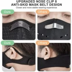 BETTERLIFE 4 Masques Anti-poussière De Sport + 12 Filtres à Charbon Actif, Activités De Plein Air Réutilisables Et Respirantes, Travail Du Bois, Tonte Et Course à Pied, Cyclisme Noir -Protection des voies respiratoires Soldes 26785741 3
