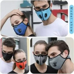 BETTERLIFE 4 Masques Anti-poussière De Sport + 12 Filtres à Charbon Actif, Activités De Plein Air Réutilisables Et Respirantes, Travail Du Bois, Tonte Et Course à Pied, Cyclisme Noir -Protection des voies respiratoires Soldes 26785741 4