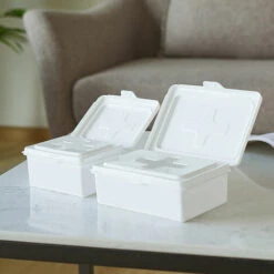 HAPPYSHOPPING Boite De Rangement Croisee Avec Couvercle, Boite A Mouchoirs Humides Coulissante, Boite A Poussiere Pour Masque, Blanc, 275196 S: 13,2x11x7cm - 275196 S: 132x11x7cm -Protection des voies respiratoires Soldes 27394693 4