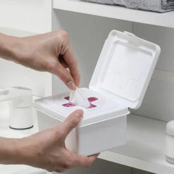 HAPPYSHOPPING Boite De Rangement Croisee Avec Couvercle, Boite A Mouchoirs Humides Coulissante, Boite A Poussiere Pour Masque, Blanc, 275196 S: 13,2x11x7cm - 275196 S: 132x11x7cm -Protection des voies respiratoires Soldes 27394693 5