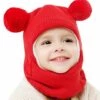 ILOVEMILAN Bonnet D'hiver Bébé Coupe-vent Chaud Tricoté Bonnet Enfant écharpe Rouge