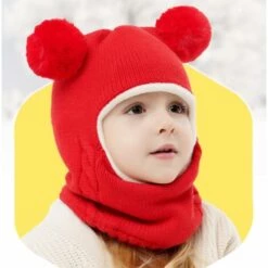 ILOVEMILAN Bonnet D'hiver Bébé Coupe-vent Chaud Tricoté Bonnet Enfant écharpe Rouge -Protection des voies respiratoires Soldes 27569691 5