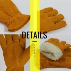 Triomphe Gants Chauds, Gants D'hiver, Gants En Cuir De Vache Résistant Au Froid, Gants De Travail Extérieur, Gants épaissis Résistant Aux Basses Températures, Gants De Ski, Jaune D'or XL -Protection des voies respiratoires Soldes 27626492 4