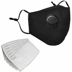 Masque Lavable En Coton Avec 2 Filtres à Charbon Actif (PM2.5M) - Noir