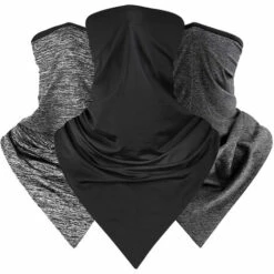 ASUPERMALL Turban En Soie De Glace D'Ete, Masque Facial Multifonction D'Ecran Solaire D'Equitation En Plein Air, 3 Pieces En Noir, Gris Fonce Et Gris Clair -Protection des voies respiratoires Soldes 28062258 3