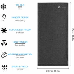 WHEEL UP Foulard D'Exterieur Avec Oreilles Suspendues En Soie Glacee, Noir, Bordure -Protection des voies respiratoires Soldes 28063083 3