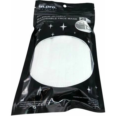 ROKX - SACHET DE 20 MASQUES JETABLES COULEUR BLANC 5 ROKX - SACHET DE 20 MASQUES JETABLES COULEUR BLANC – Image 3