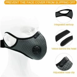 Perle Rare Masque De Sport Gris 2 (masque De Cyclisme Taille L) Anti-buée PM2.5 Maille De Sports De Plein Air -Protection des voies respiratoires Soldes 29871159 2