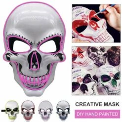 MOHOO Halloween Squelette Jouet LED Effrayant EL-fil Jouet Allumer Festival Cosplay Costume Fournitures Fête -Protection des voies respiratoires Soldes 30330202 4