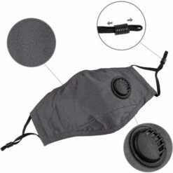 ILOVEMILAN Masque Facial Respirant 100 % Coton Avec Valve à Air Et Boucles D'oreilles Réglables Et Pince De Nez, Réutilisable, Lavable Pour Un Usage Public Quotidien, Gris -Protection des voies respiratoires Soldes 30955484 4