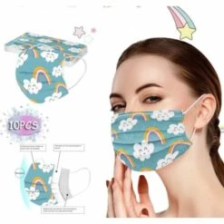 ILOVEMILAN Foulard Facial à 3 Couches Pour Enfants Jetables 10PC Avec Foulard Masque Jetable Respirant Pour La Course Multifonctionnelle (D) -Protection des voies respiratoires Soldes 30955489 3